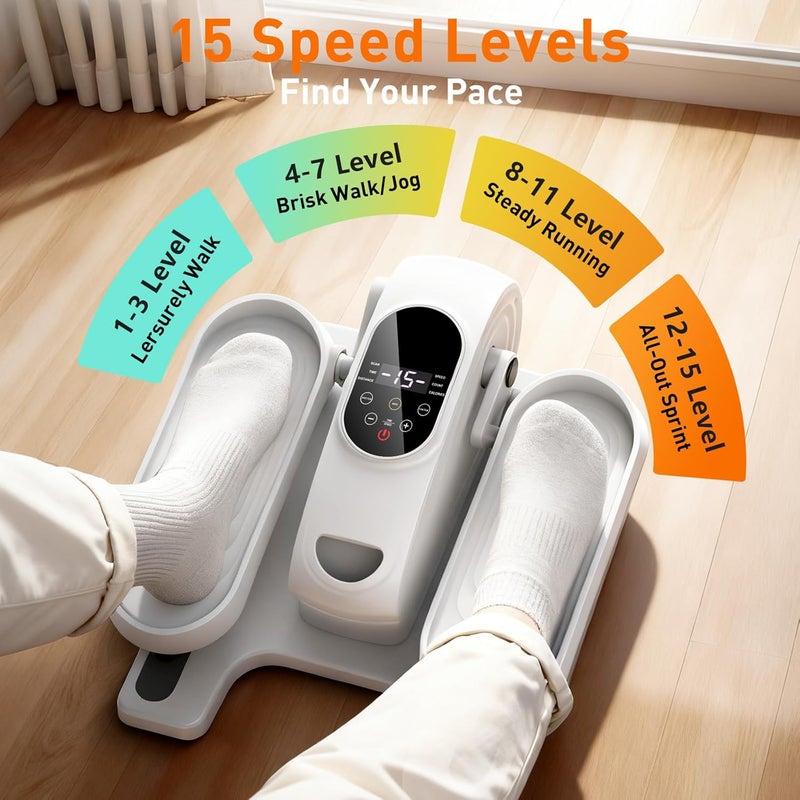 DamKee Under Desk Elliptical Exercise Machine, Electric Ellipse Leg Exerciser as Seen on TV, 15 Speeds Foot Exerciser While Sitting for Seniors, Portable Seated Pedal Exerciser for Home Office - Image 5